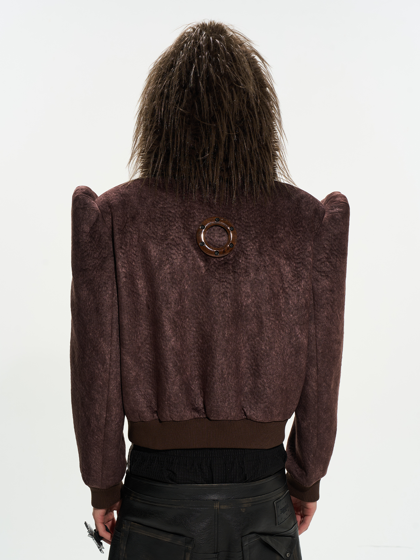 Structured Shoulder Hooded Shearling Jacket