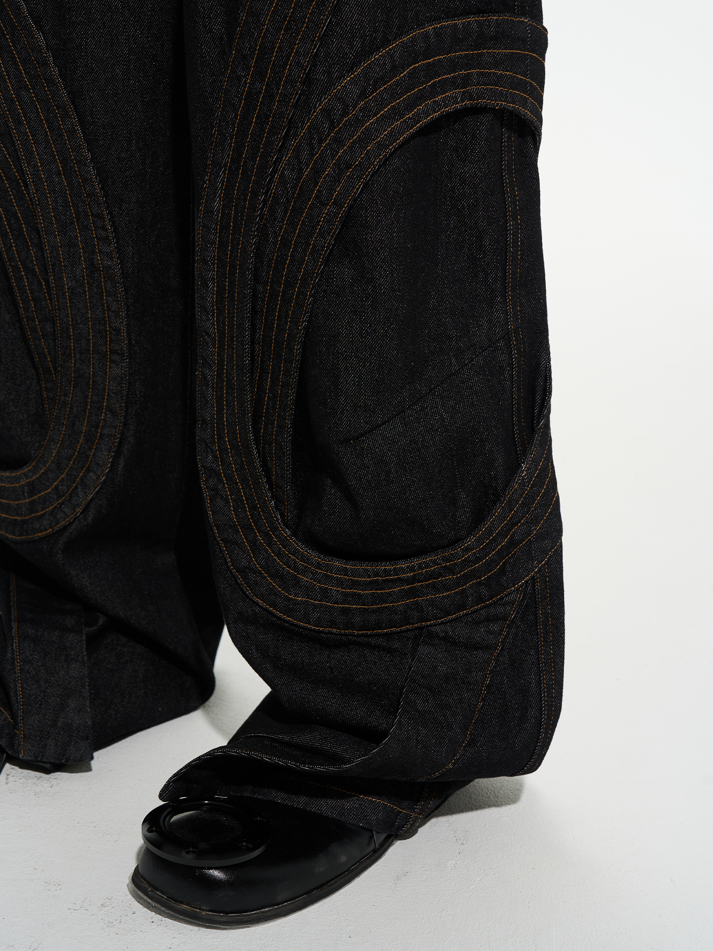 Spiral Stitch Raw Denim Jeans