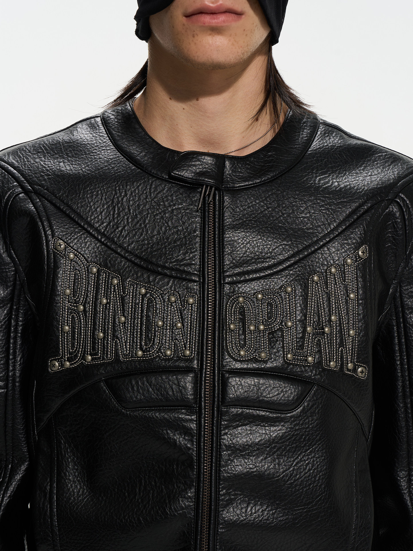 Short Structured Leather Motorcycle Jacket