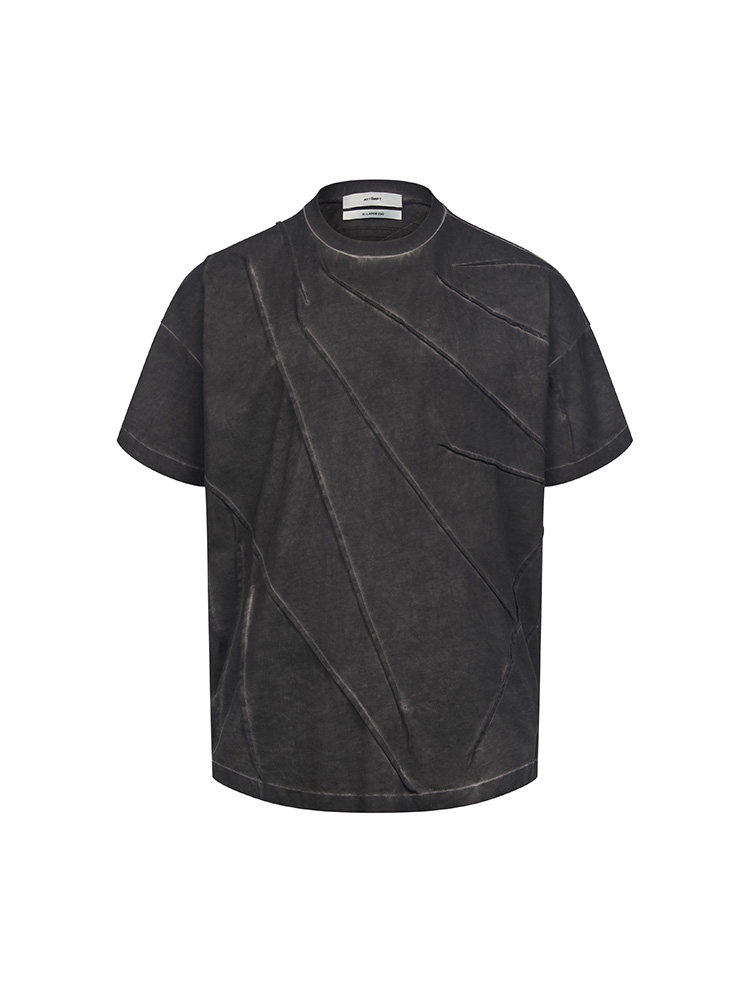 Pleated Dyed Short Sleeve T-Shirt
