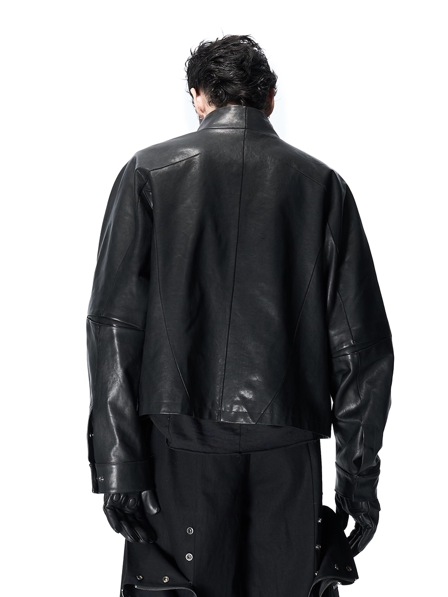 Washable Sheepskin Short Jacket with Horizontal Stitches