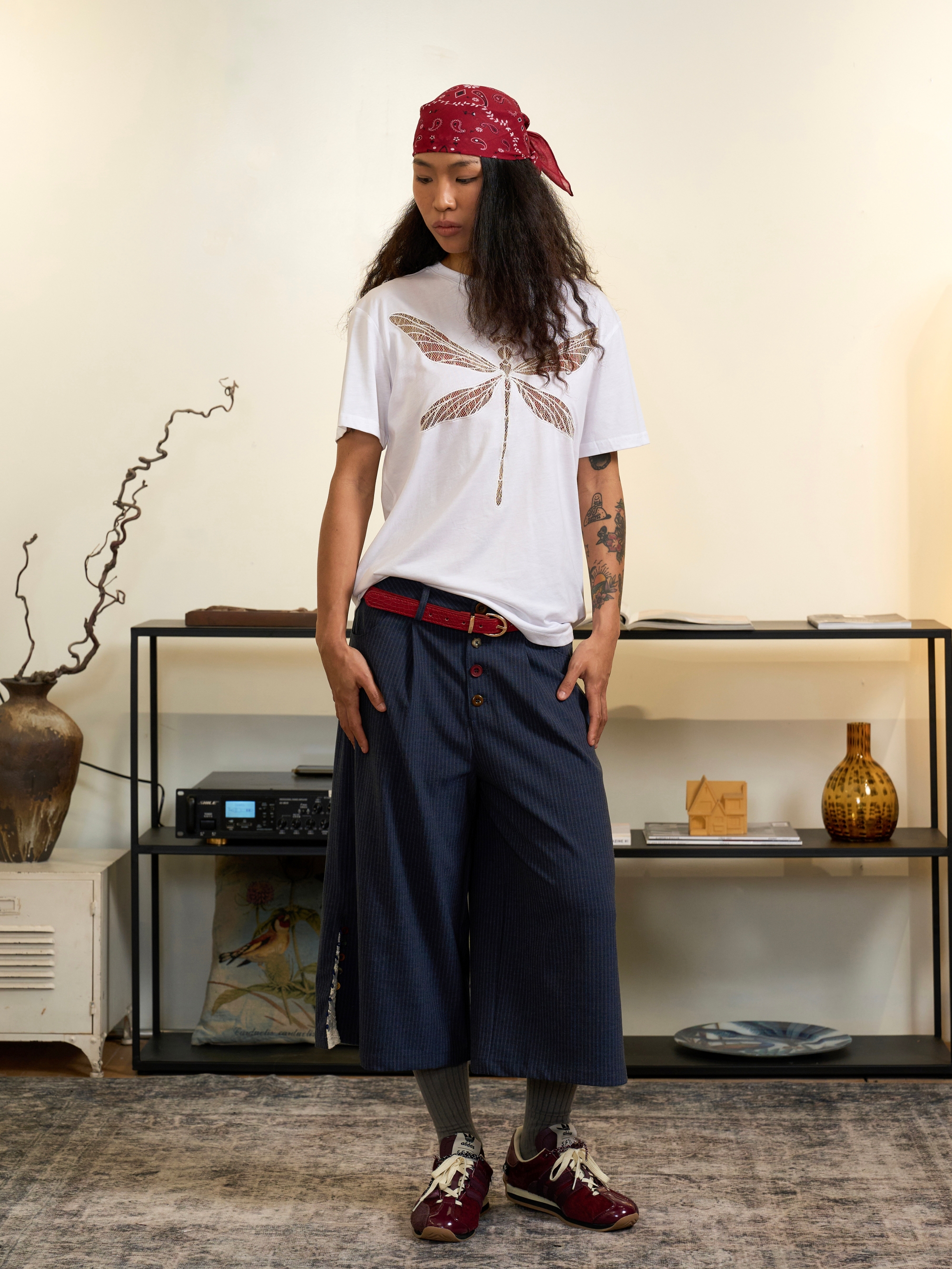 Lace Panelled Suit Cropped Trousers