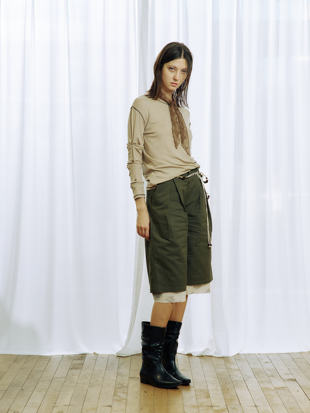 <Foolish Poetry> Double-layer Capri Pants