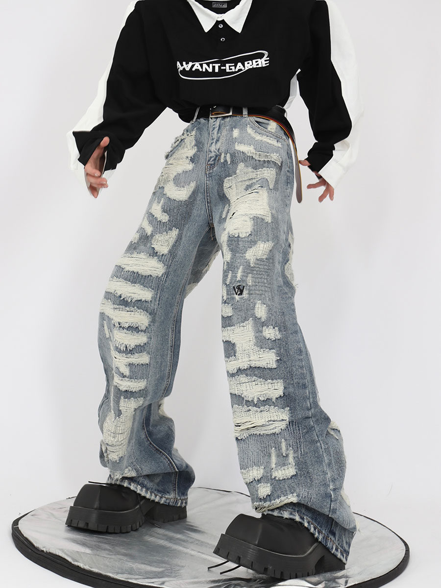 Heavy-Duty Distressed Jeans