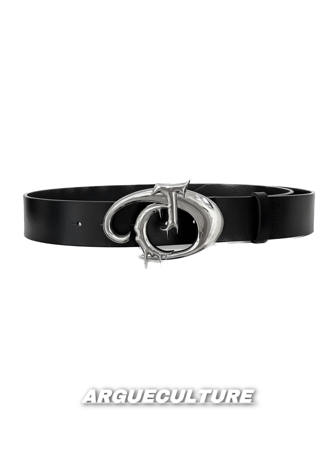 Full-Grain Leather Belt with Metal Logo