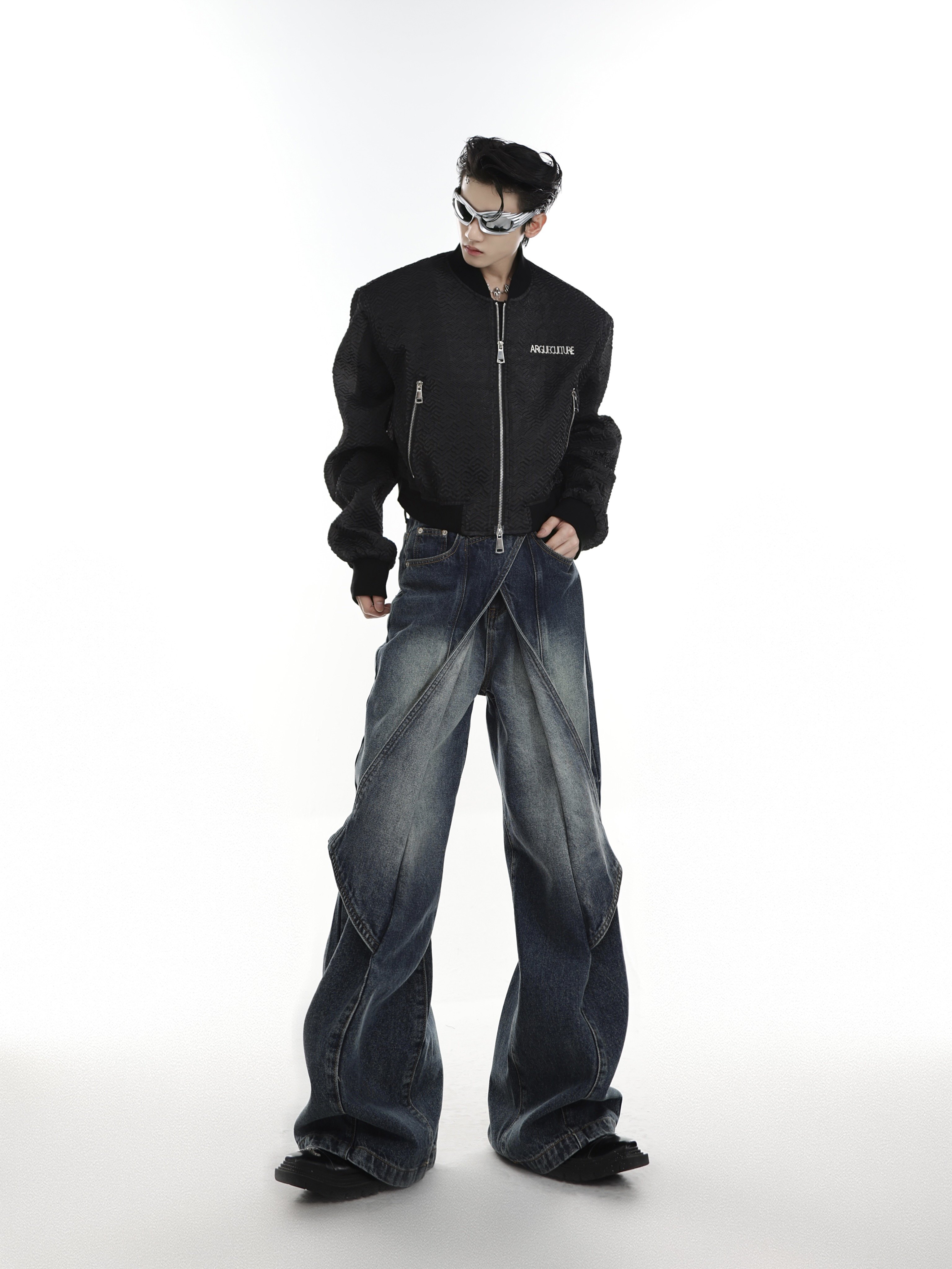 Washed Distressed Deconstructed Jeans