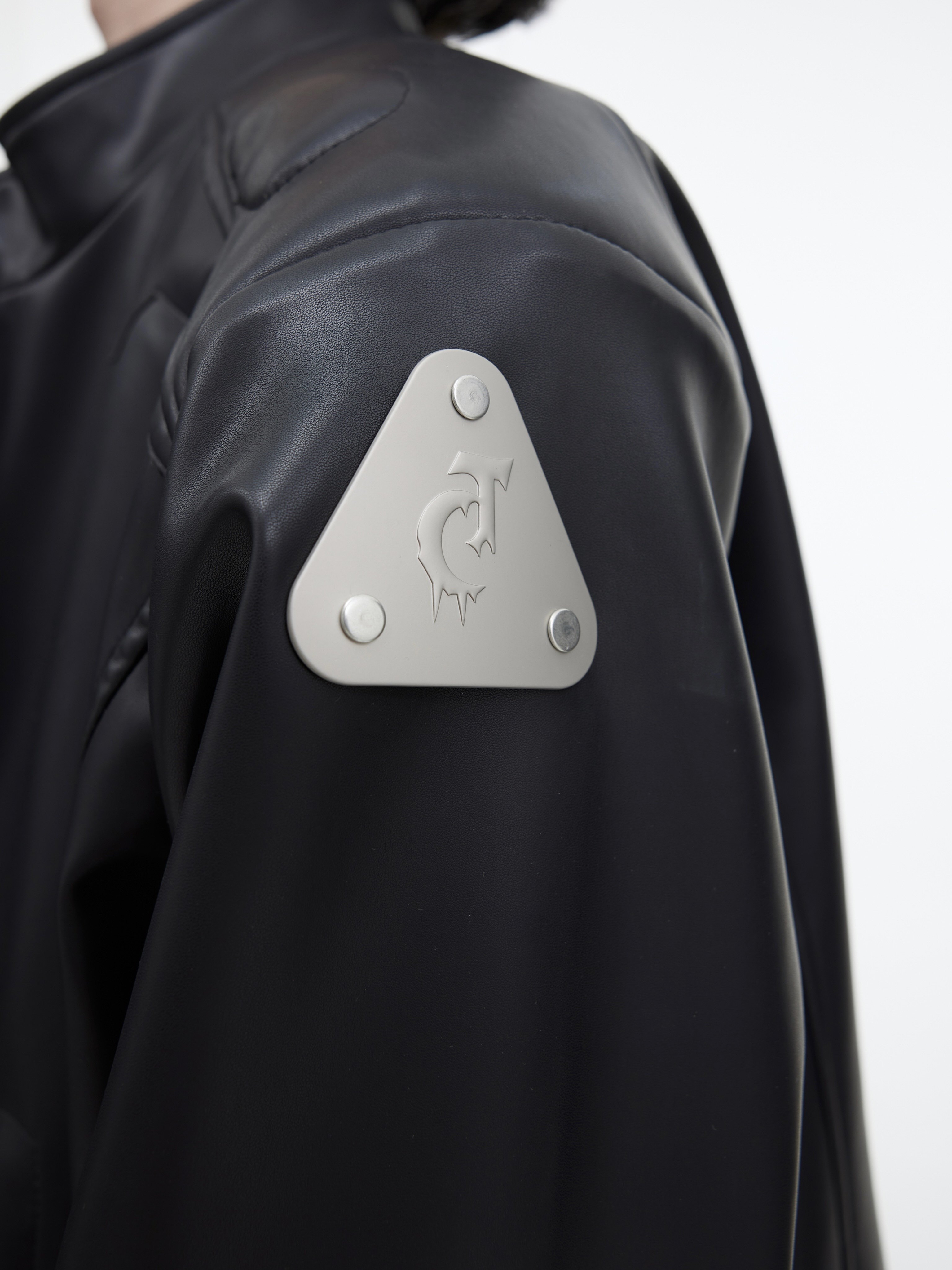 Sculptural Graphic Leather Jacket