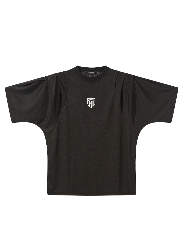 BLINDNOPLAN Level Series Oversized Shoulder Pleat Logo T-Shirt