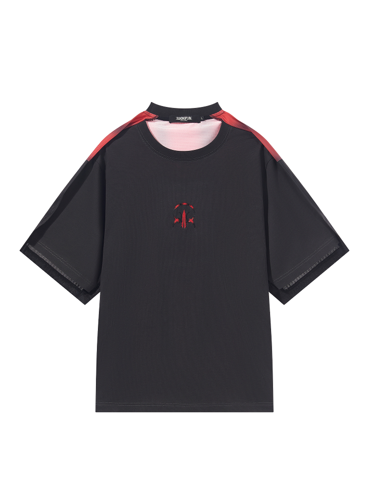 BLINDNOPLAN Level Series Gradient Embroidery Spliced Tennis T-Shirt
