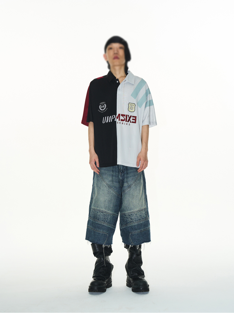 EXITMODE BY BLINDNOPLAN Color-Block Spliced Print Polo