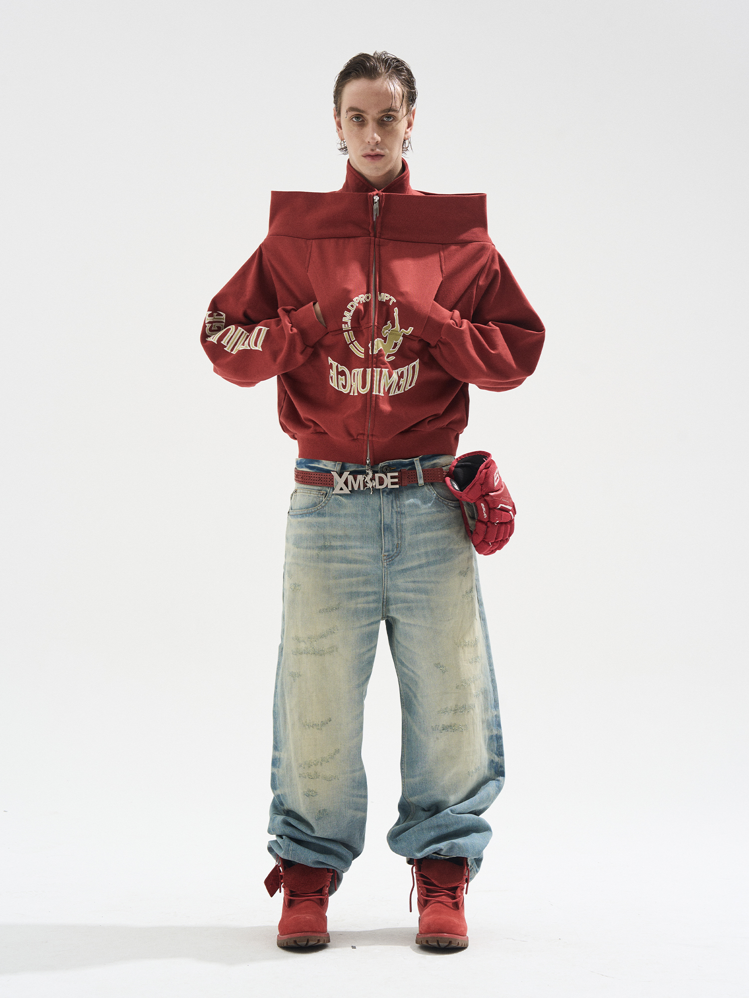 EXITMODE BY BLINDNOPLAN Handcrafted Whisker Washed Blue Jeans