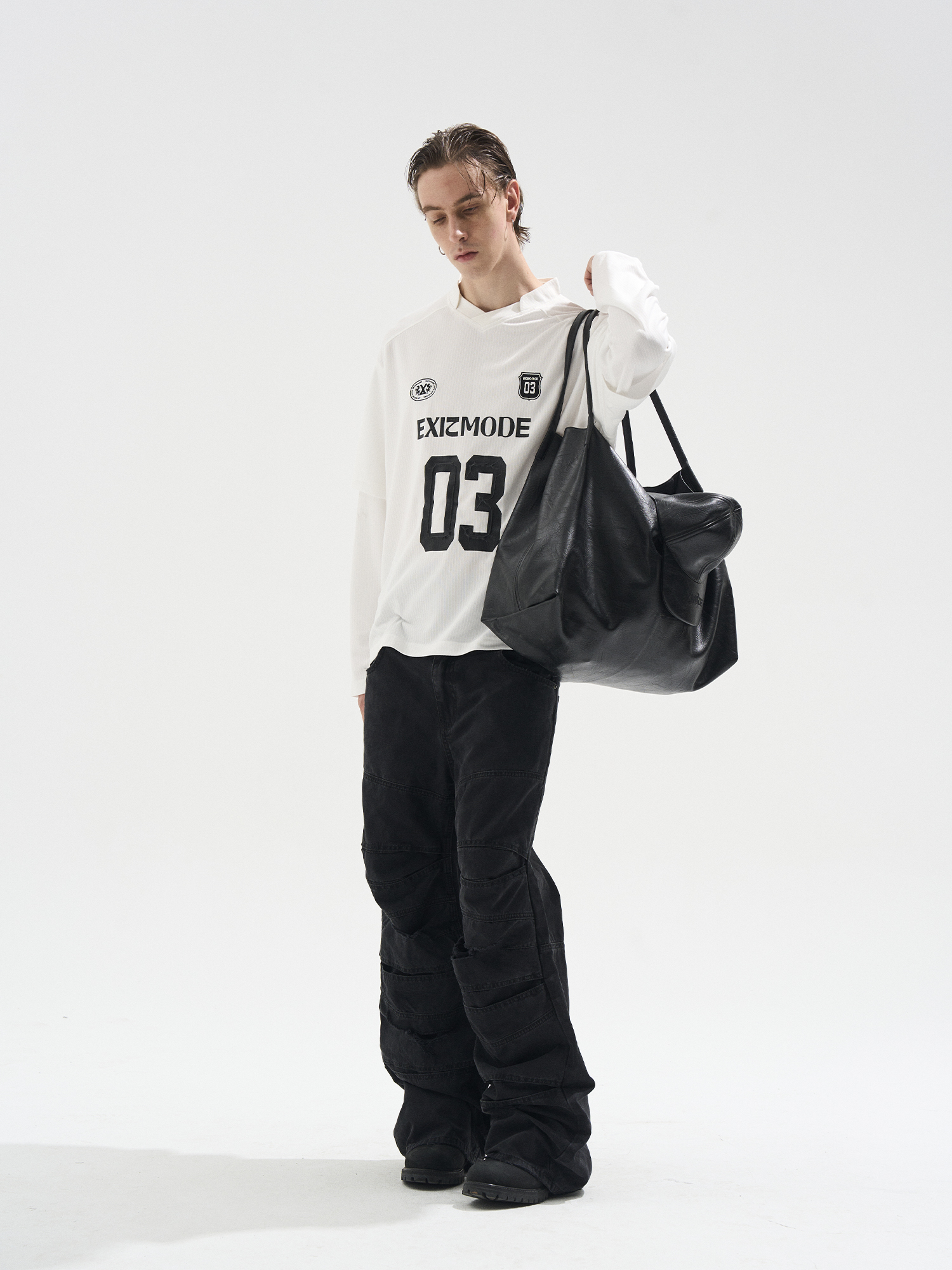 EXITMODE BY BLINDNOPLAN Retro Layered Striped Jersey T-Shirt