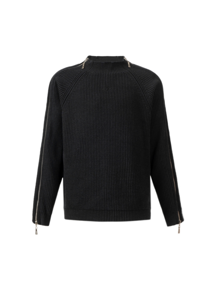 CATSSTAC Washed Dual-Zipper Knit Sweater