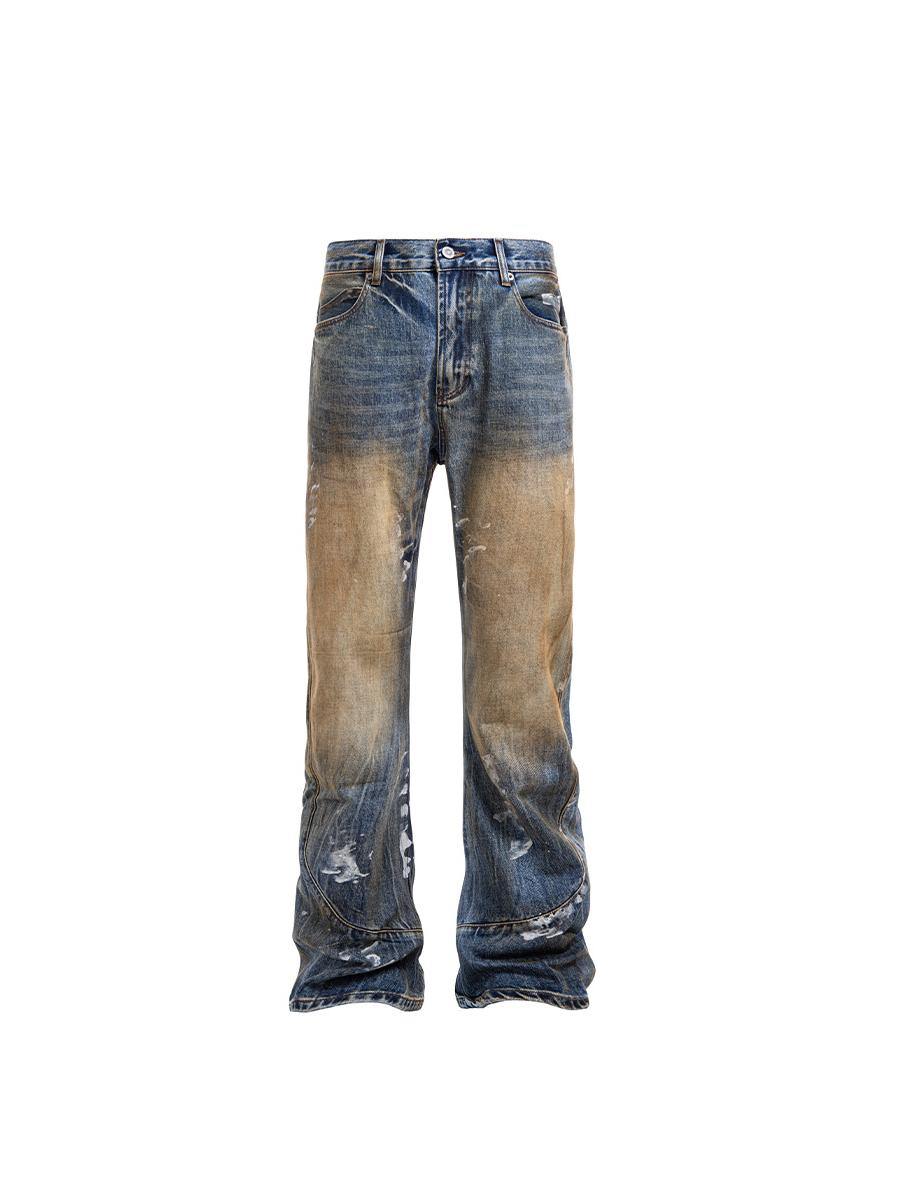 Dirty Wash Curved Blade King Jeans