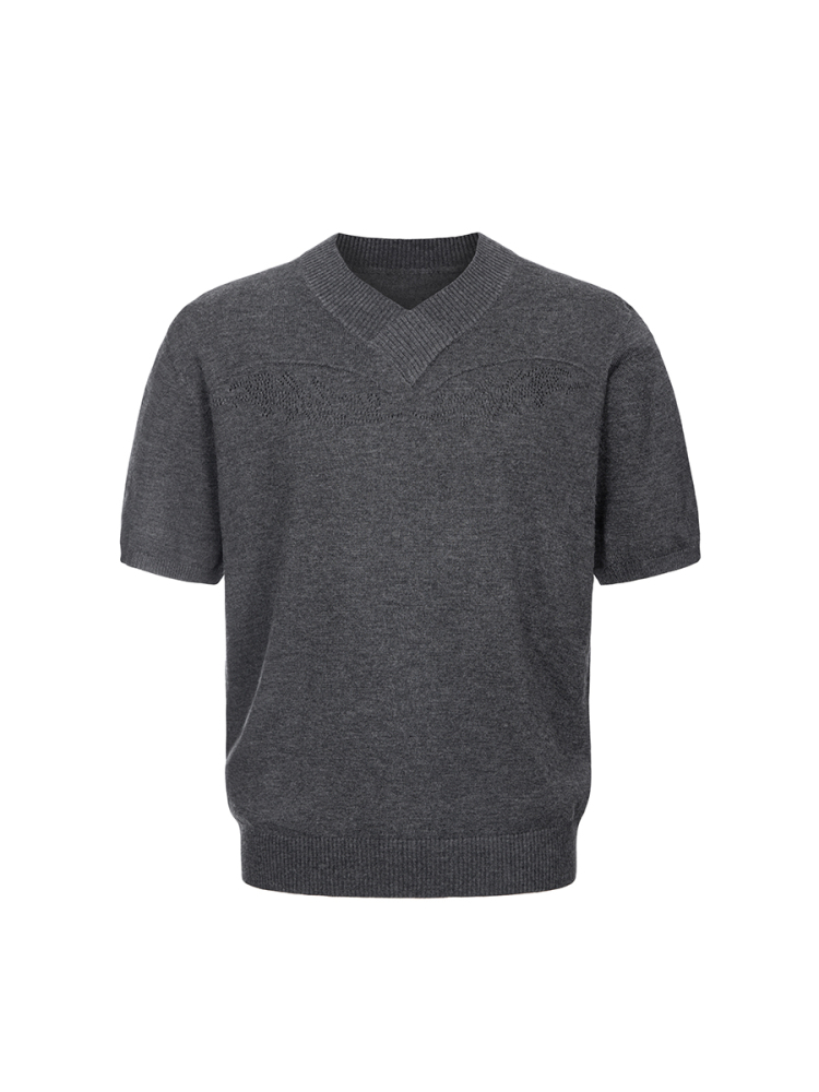 Wing Feather Wool-Blend Short Sleeve