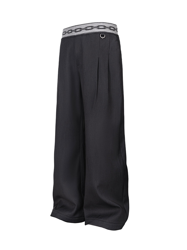 Diamond-Knit Rib Double-Pleat Trousers