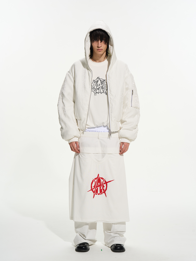 Textured Ribbed Oversized Hooded Puffer Jacket