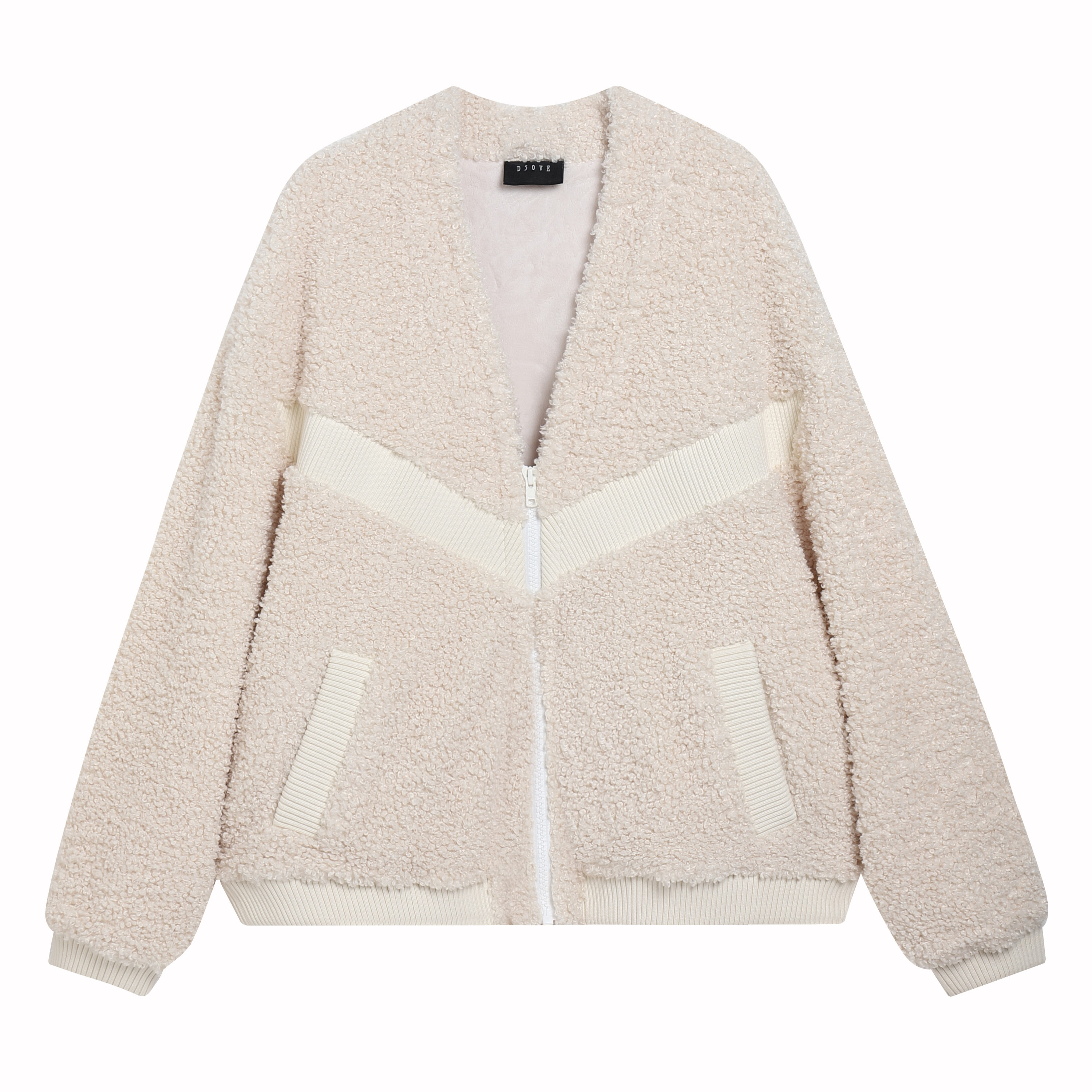 Thorn-Embroidered Boxy Sherpa Jacket