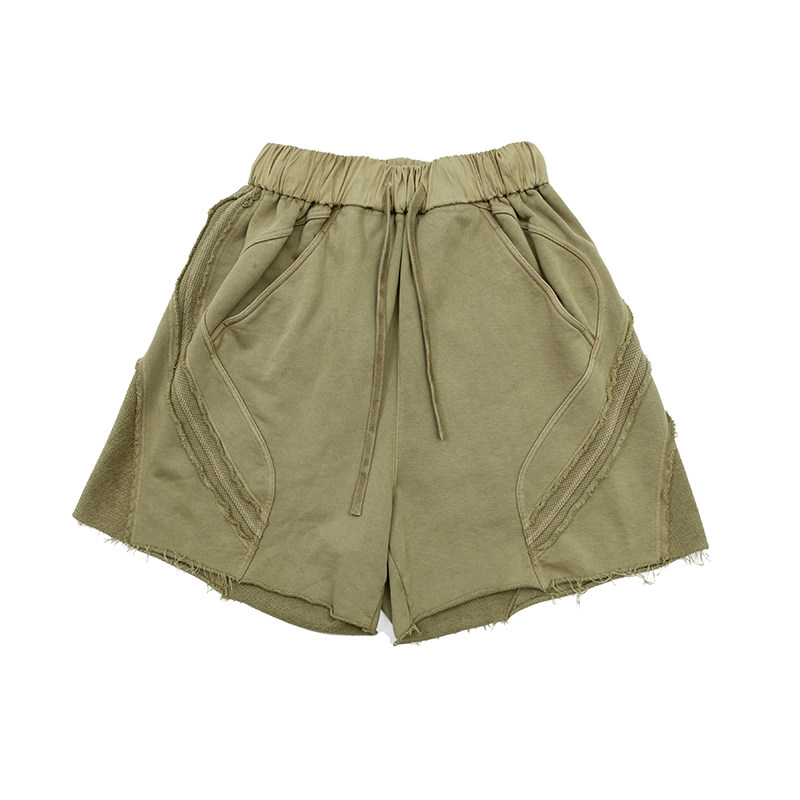 Raw-Edge Structured Shorts