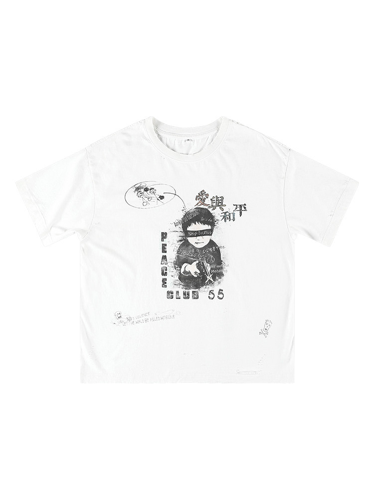 Love & Peace Print Short Sleeve Tee