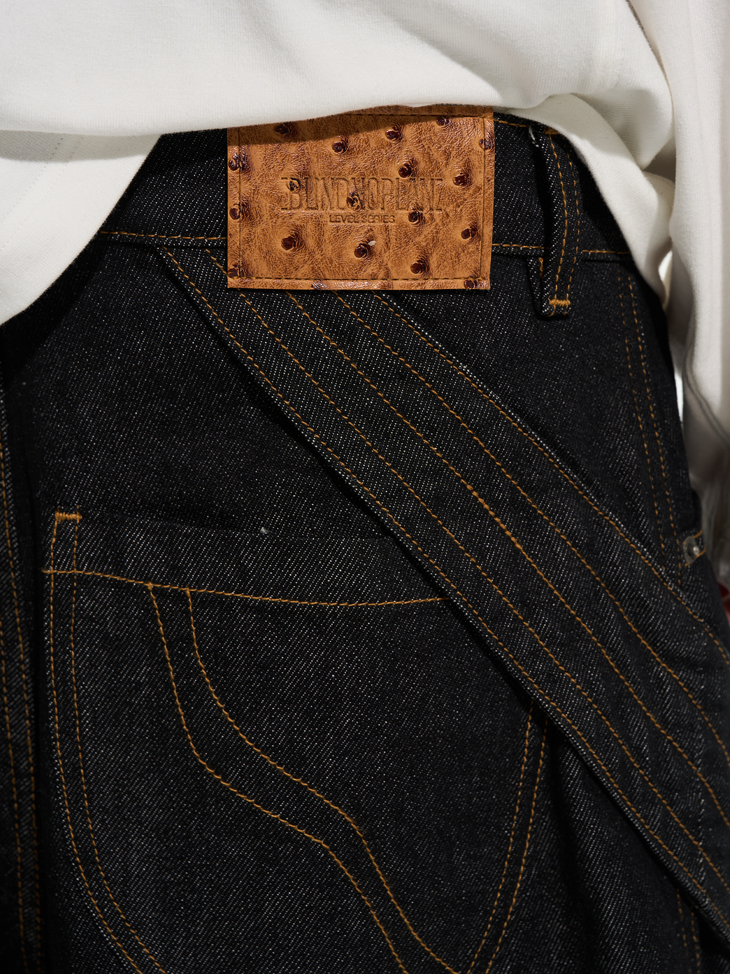 Spiral Stitch Raw Denim Jeans