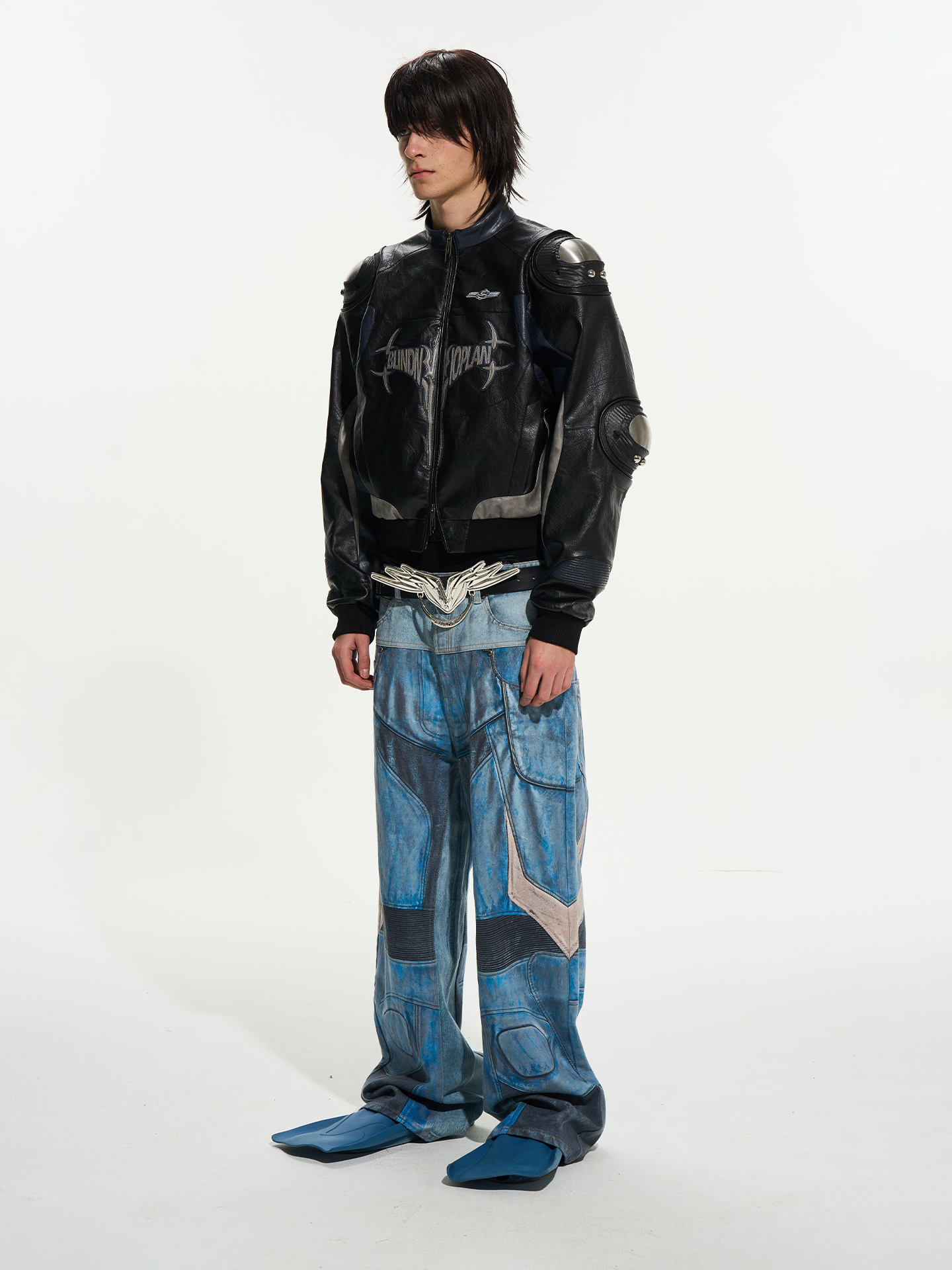 Color-Block Armor Motorcycle Jacket