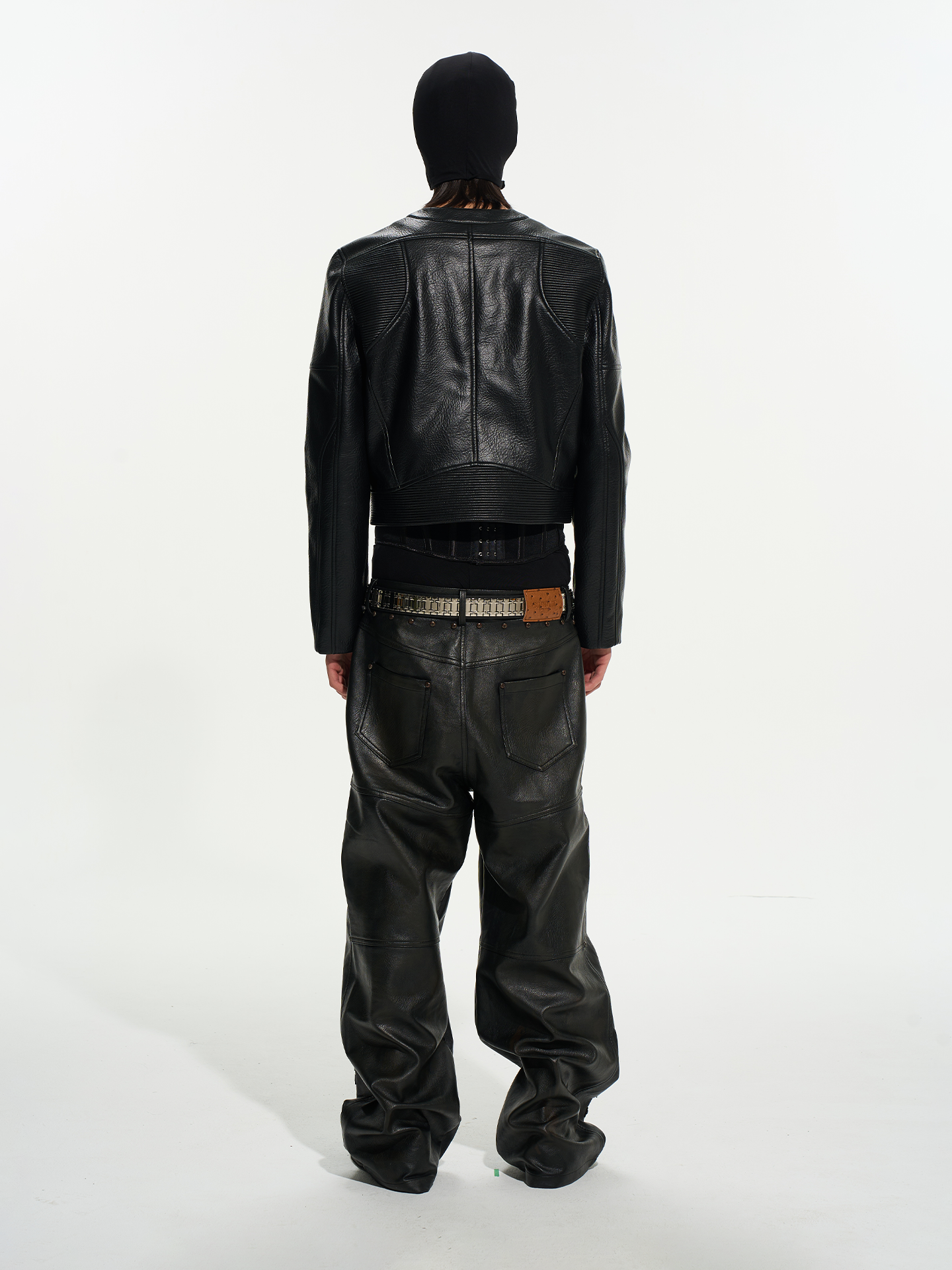 Short Structured Leather Motorcycle Jacket