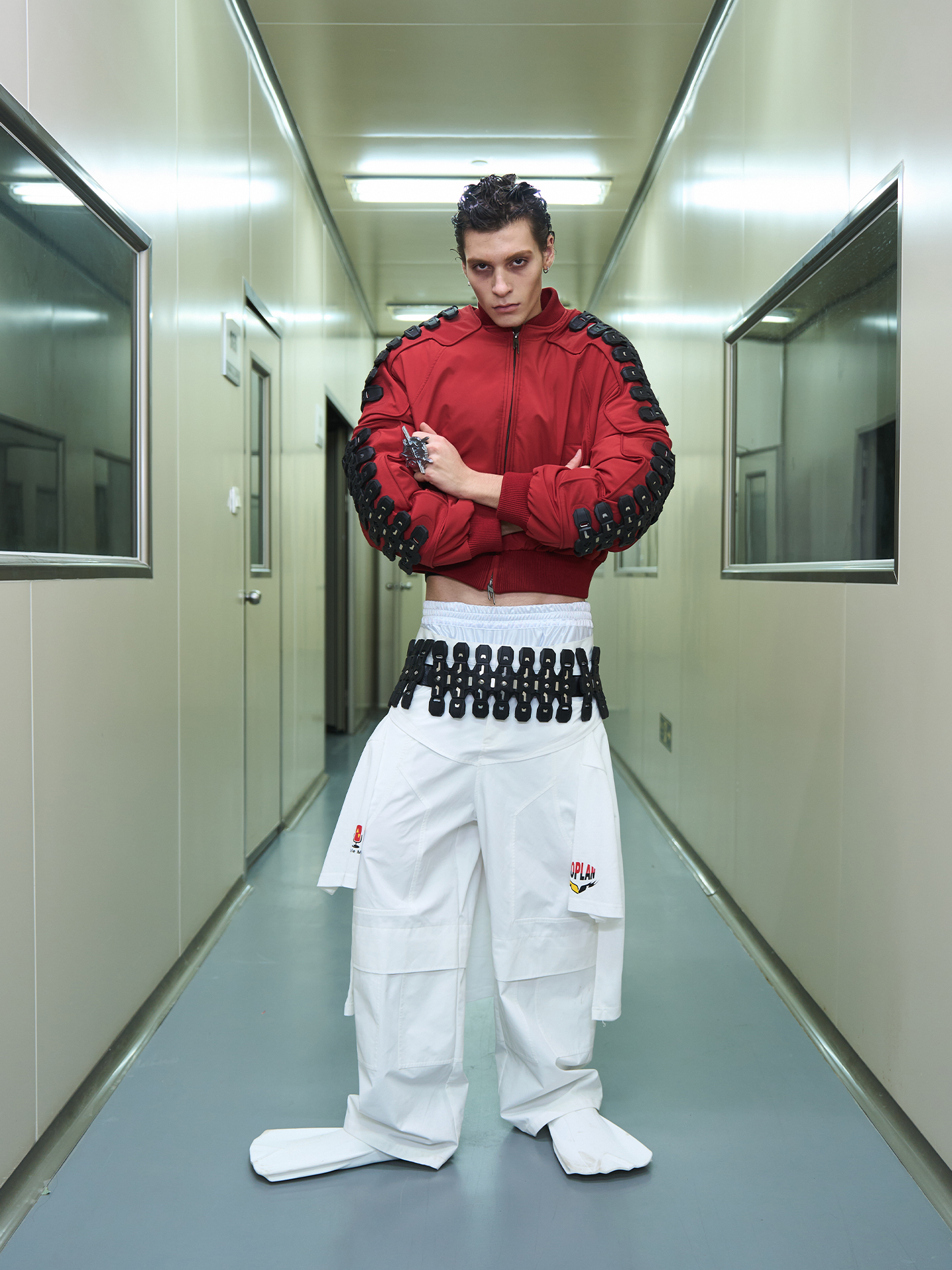 Heavy‑Duty Spine System MA‑1 Red Quilted Jacket