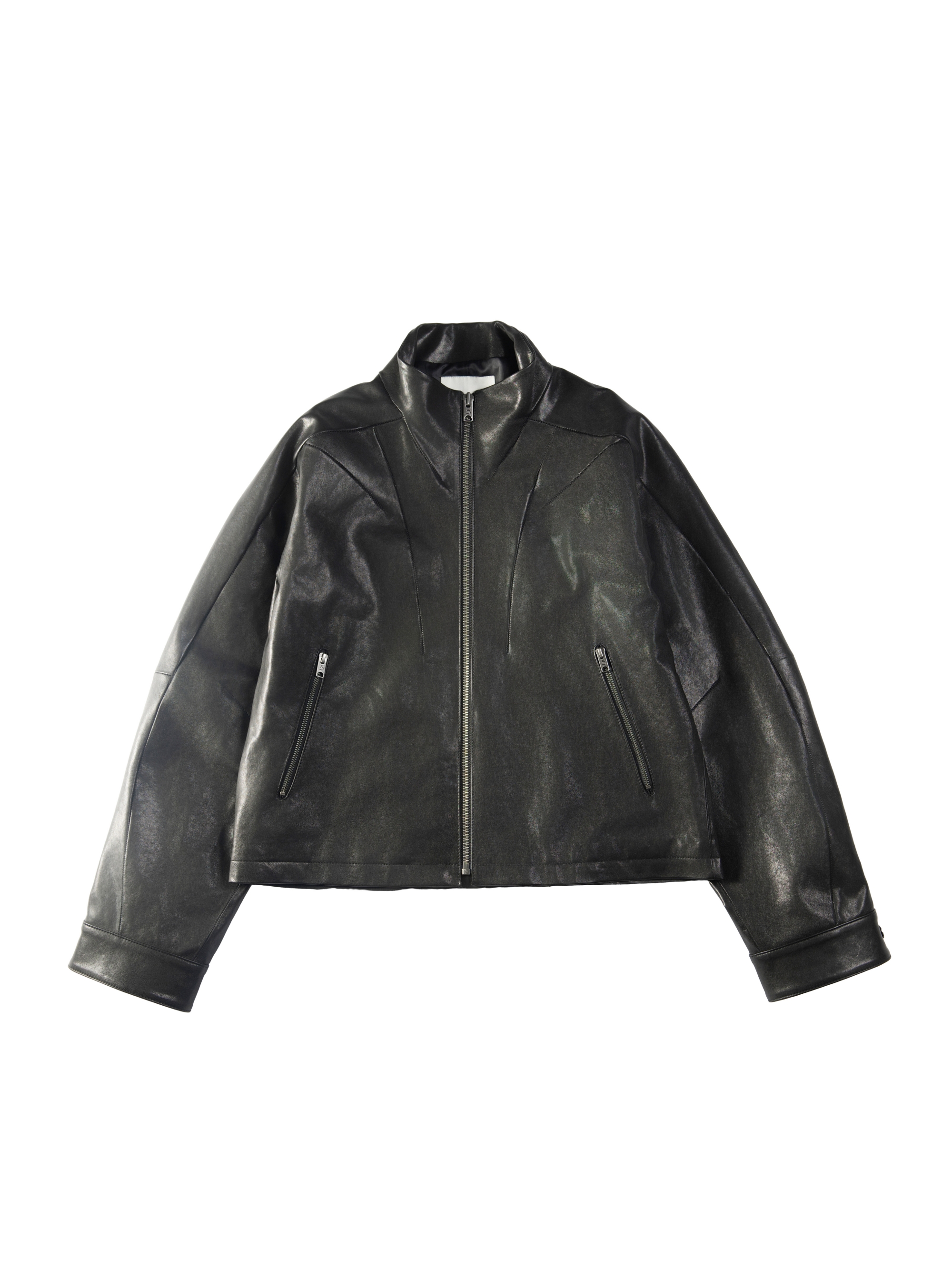 Washable Sheepskin Short Jacket with Horizontal Stitches