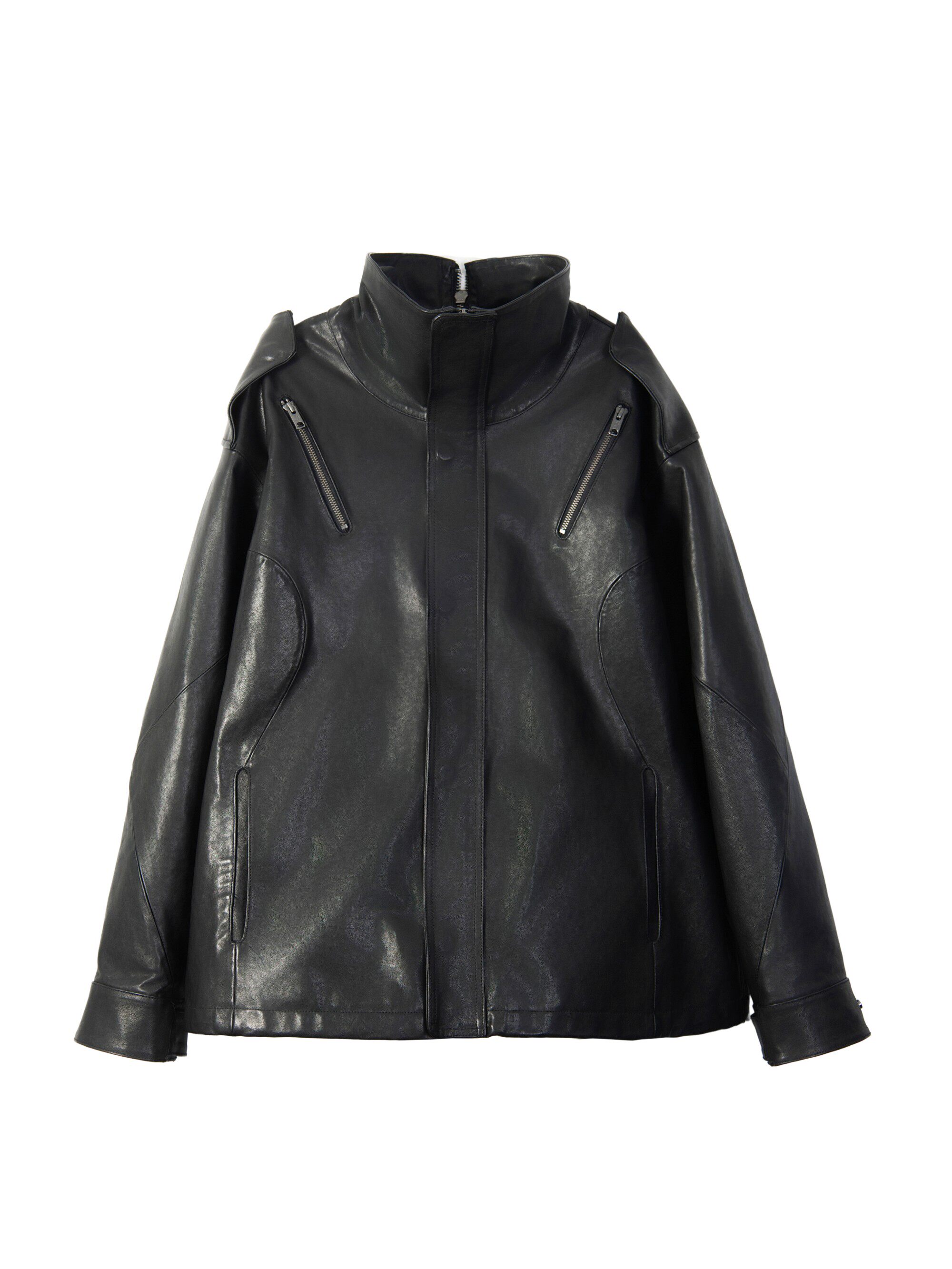 Military-Style Washed Sheepskin Jacket