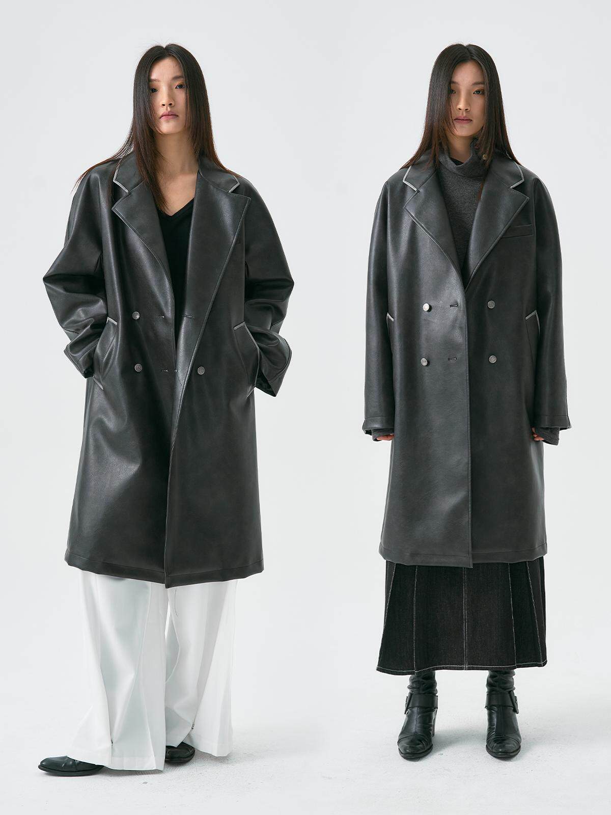 Lily Leather Trench Coat