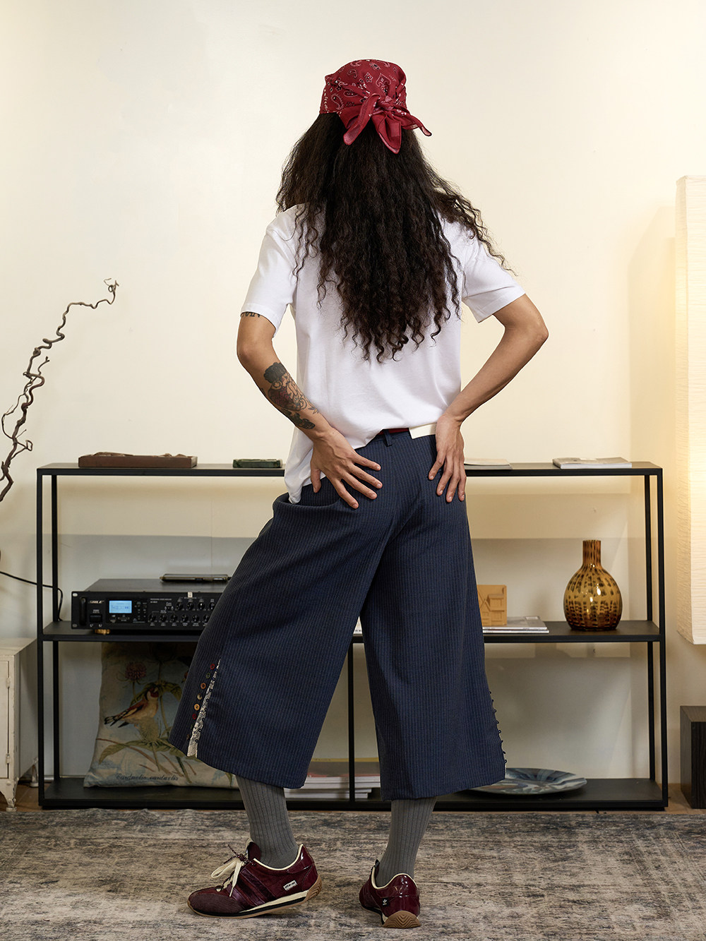 Lace Panelled Suit Cropped Trousers