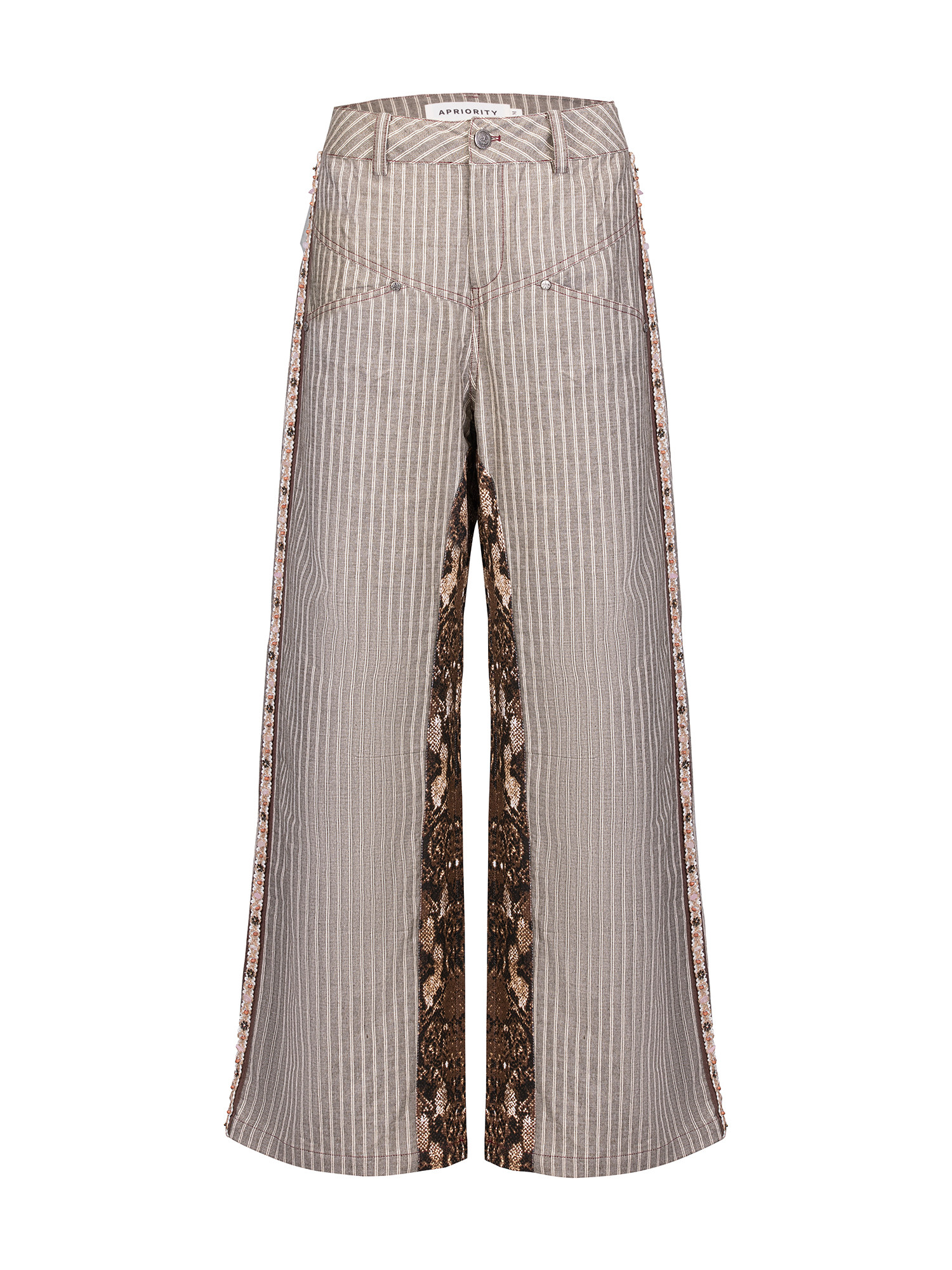 Snake Print Spliced Straight-leg Pants