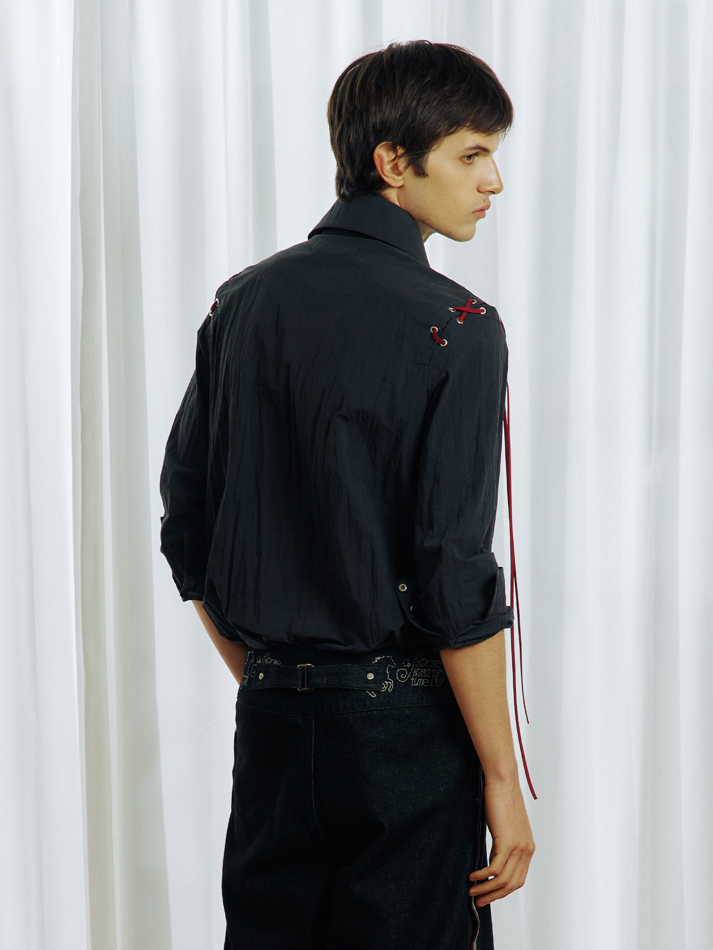 Double-Layer Collar Gemstone Shirt