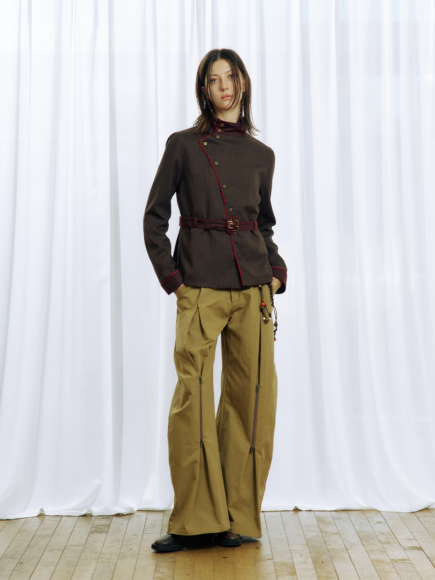 Khaki Pleated Casual Pants