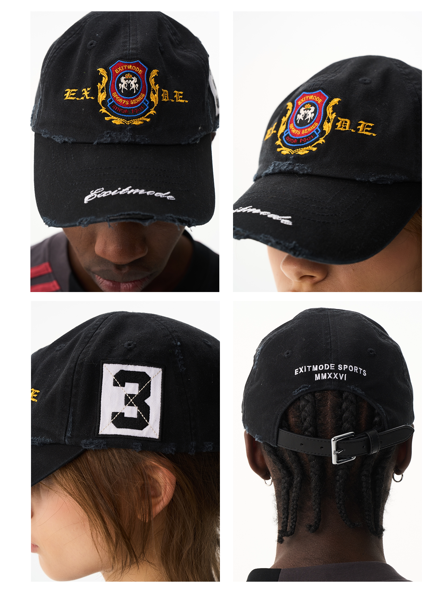 Washed Distressed Embroidered Patch Baseball Cap