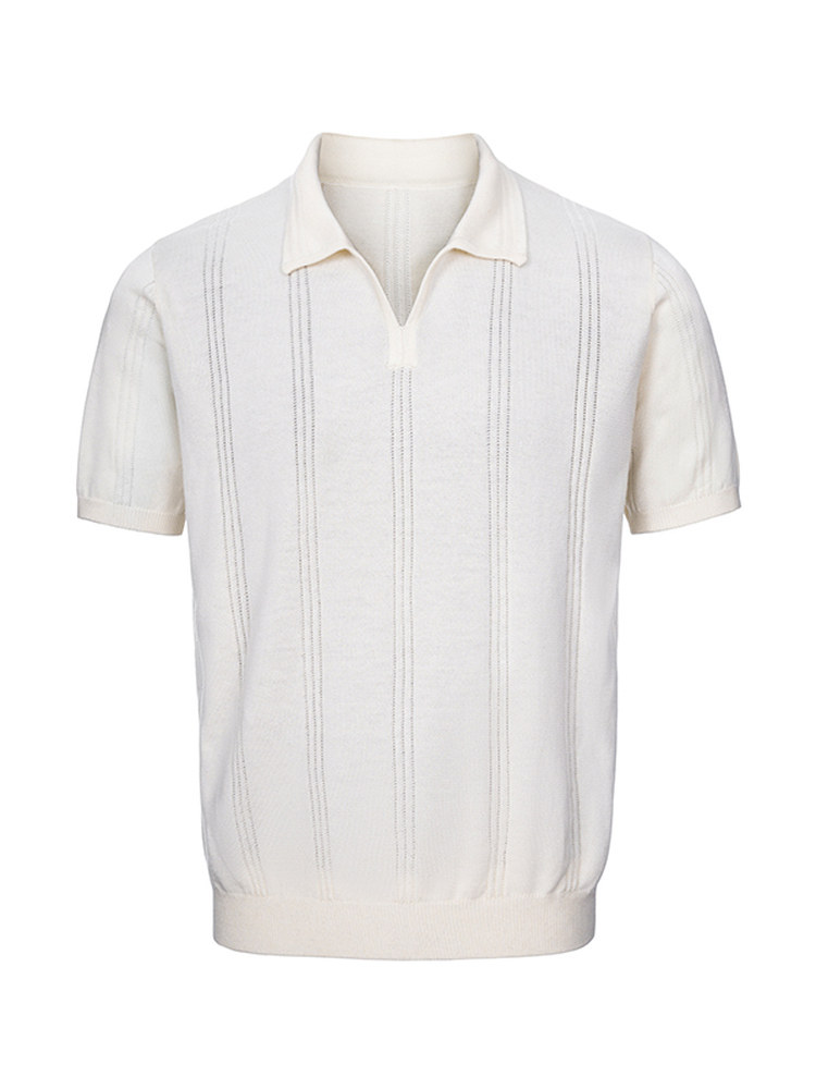 Seagull Neck Wool Short Sleeve