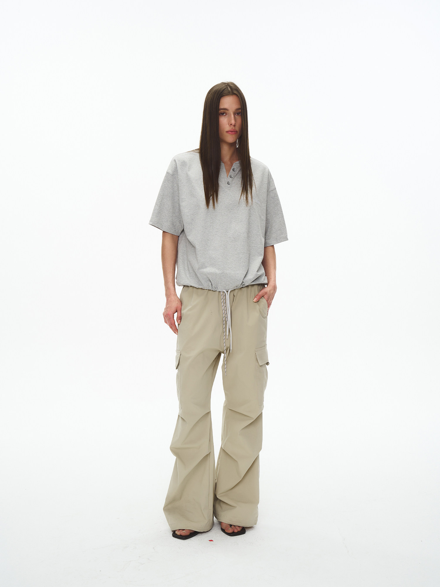 Cooling Sorona Drawstring V-Neck Ice-Touch T-Shirt