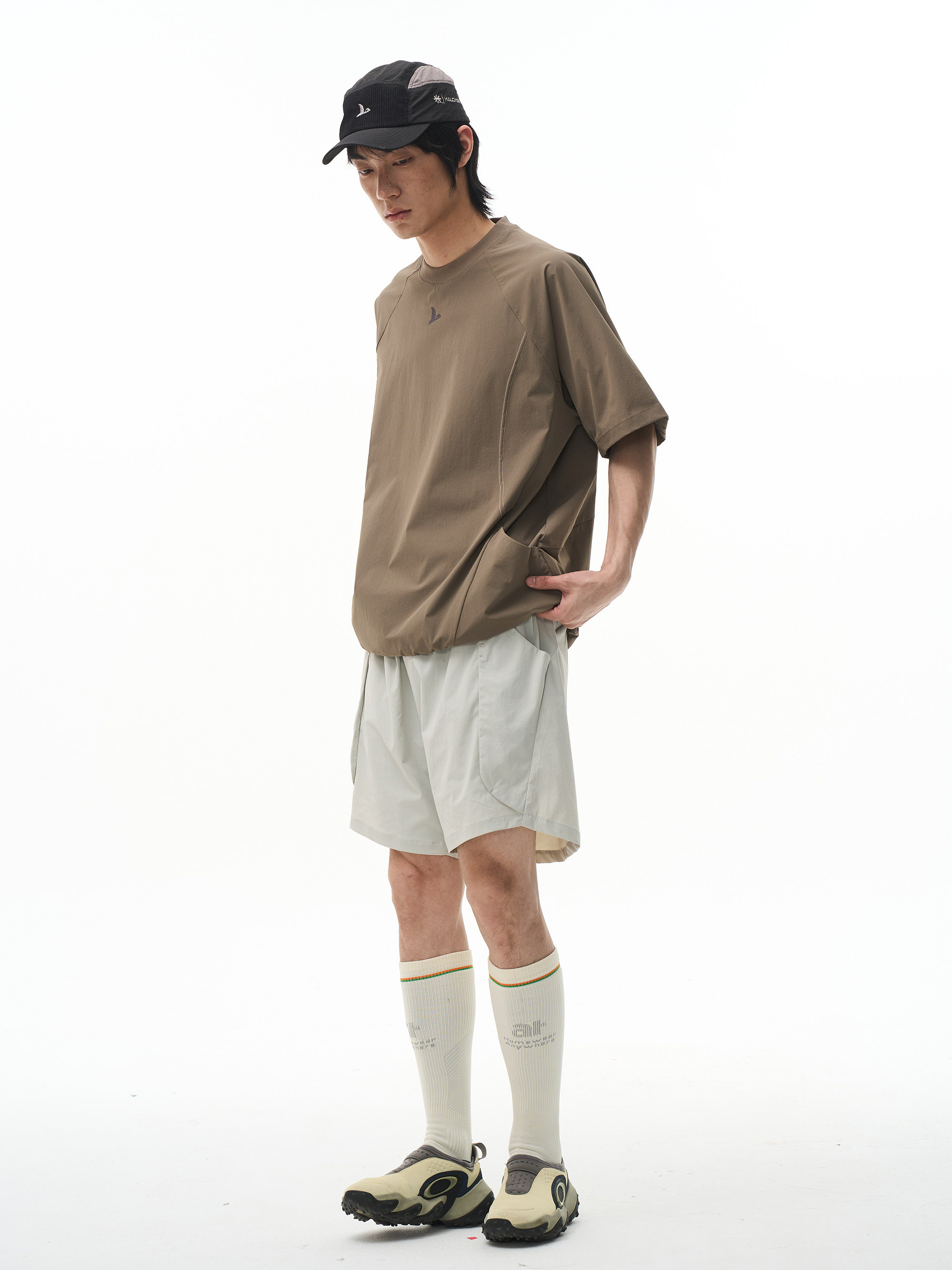 Topstitched Functional Short Sleeve