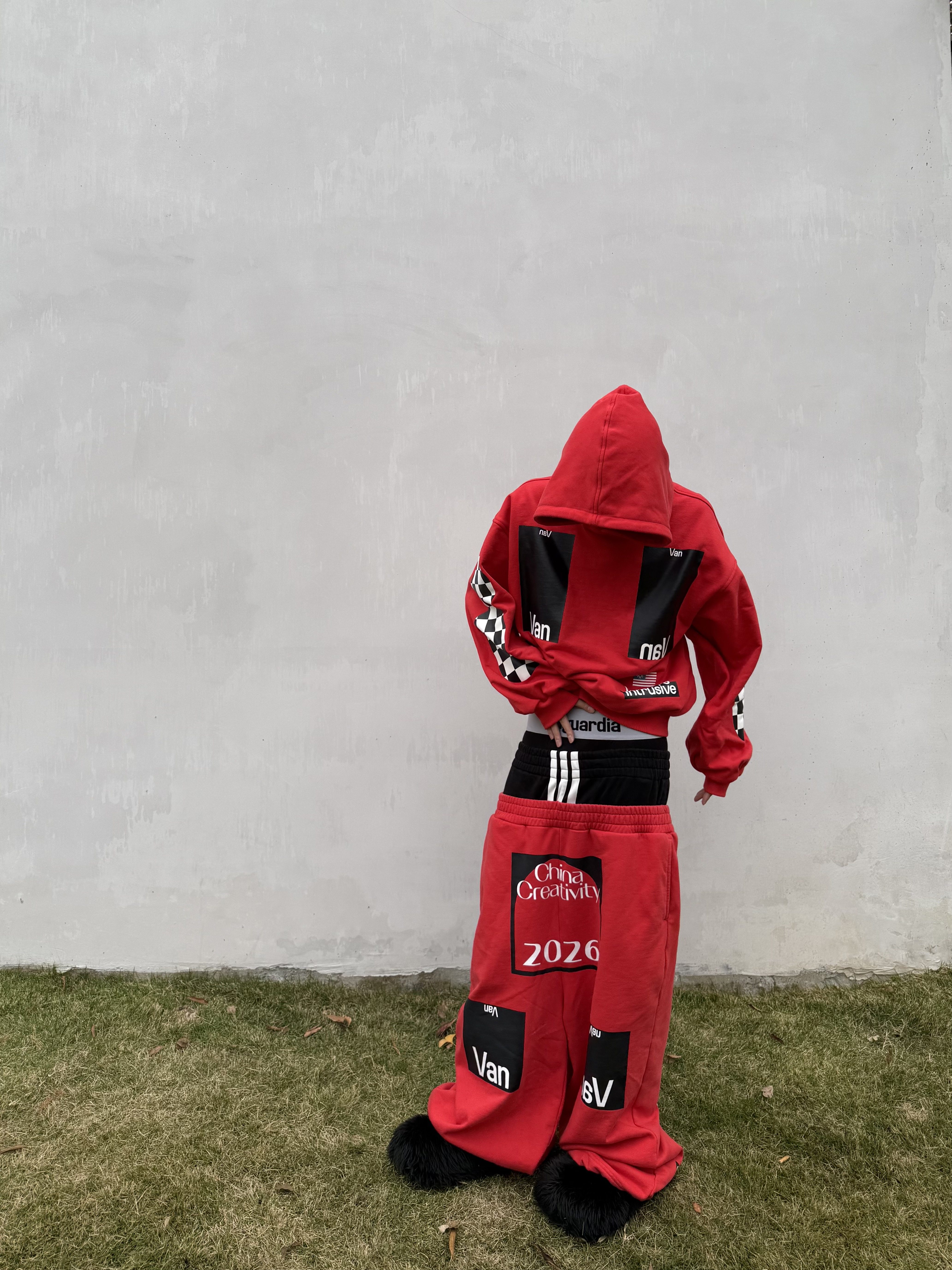 Red Racing-Print Hoodie