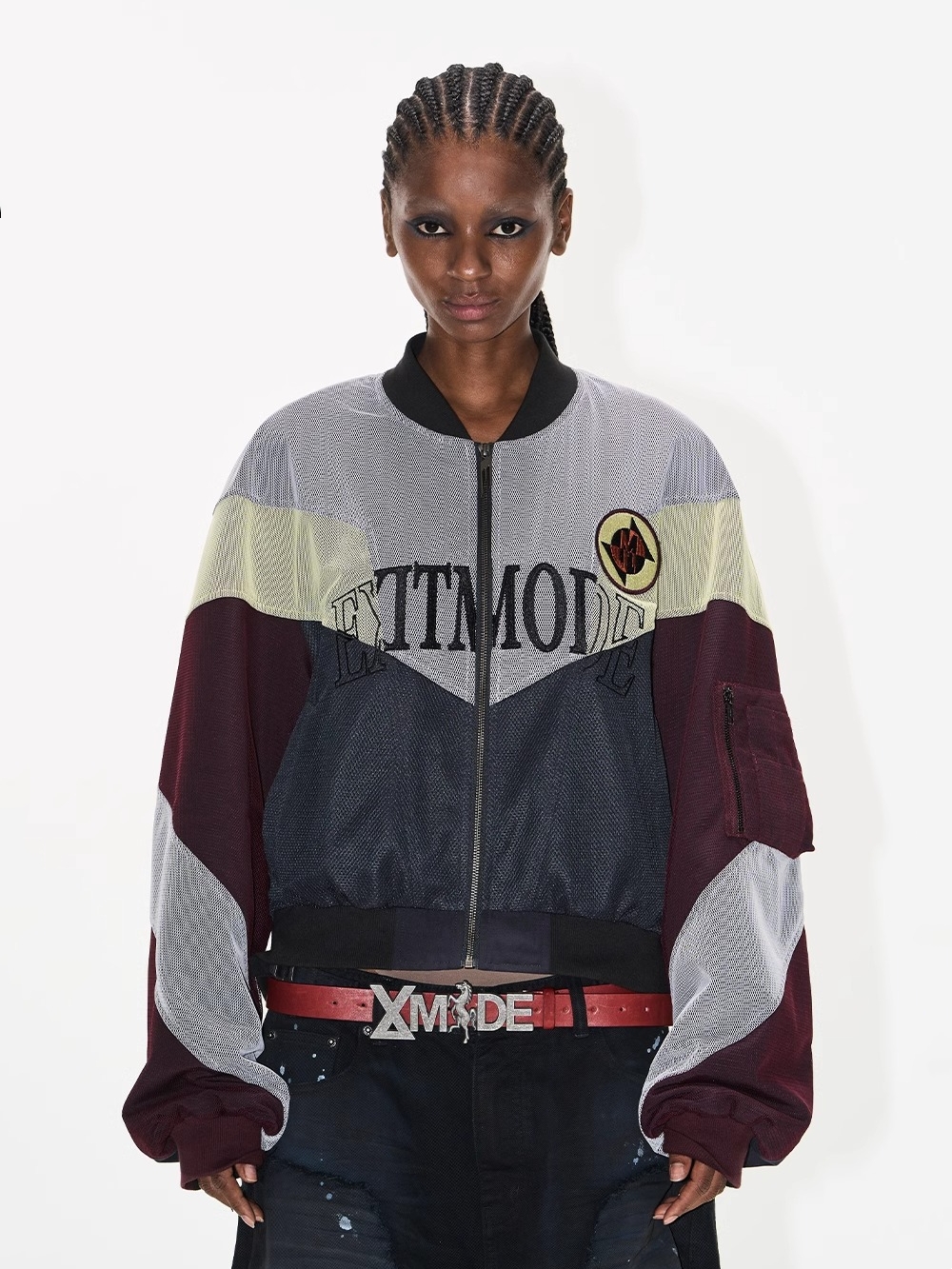 EXITMODE BY BLINDNOPLAN 25SS Mesh Double-Layer Contrast MA-1 Jacket