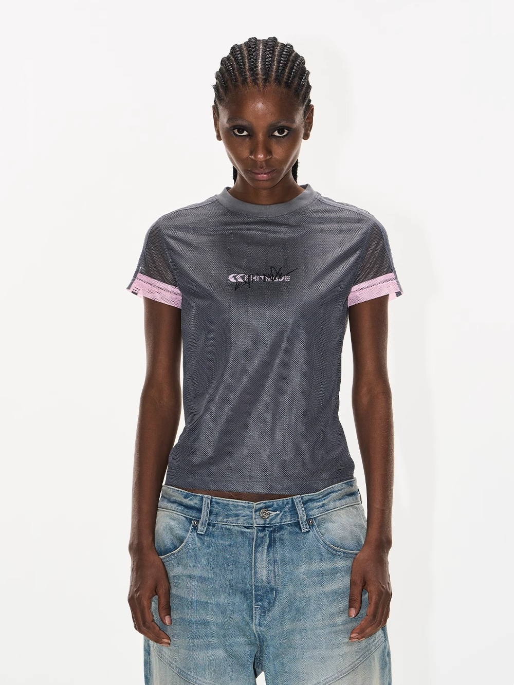 EXITMODE BY BLINDNOPLAN Colorblock Mesh Panel Sports Tee