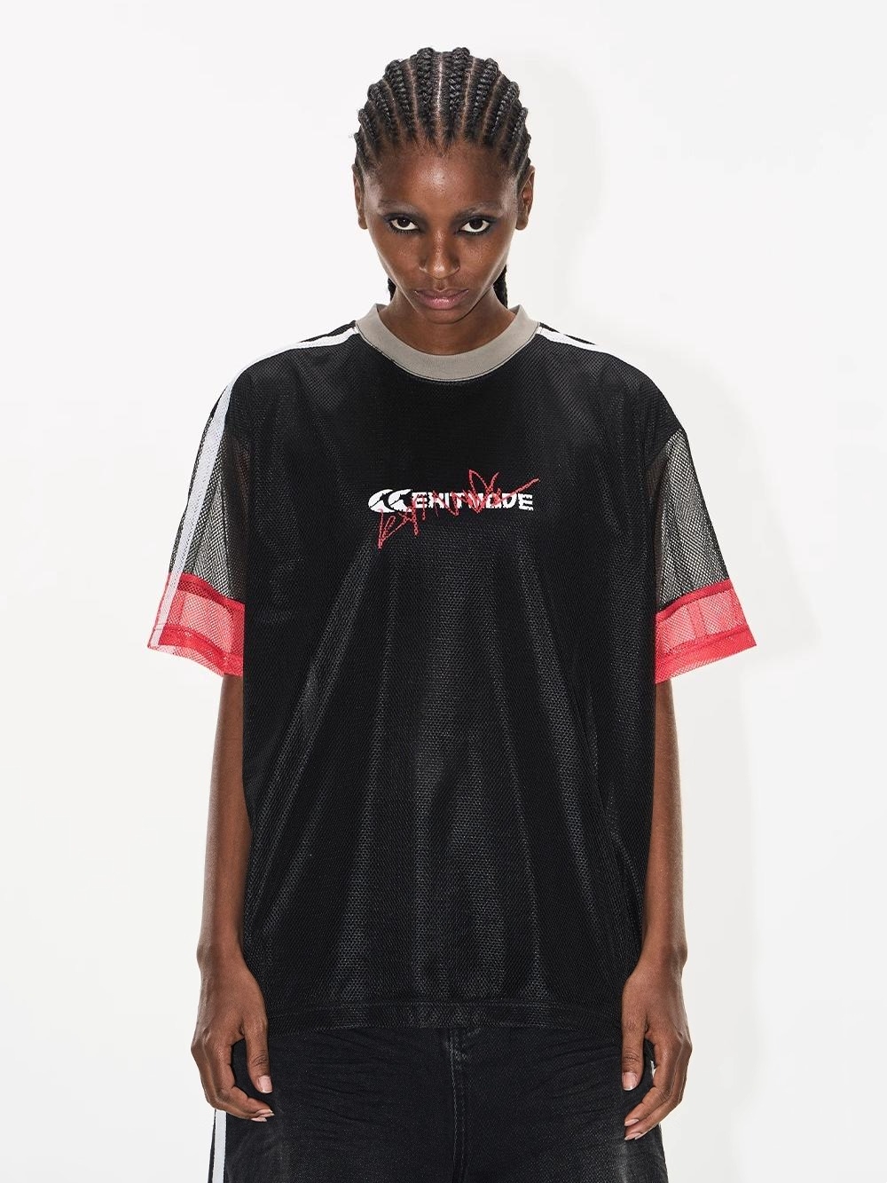 EXITMODE BY BLINDNOPLAN Contrast Mesh Panel Sports Tee