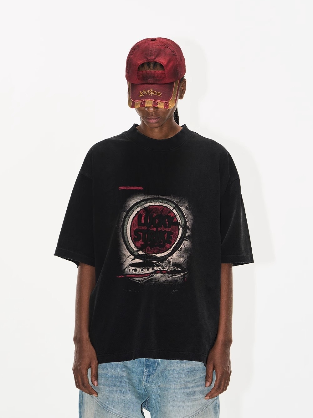 EXITMODE BY BLINDNOPLAN Washed "Cigarette Case" Print T-Shirt