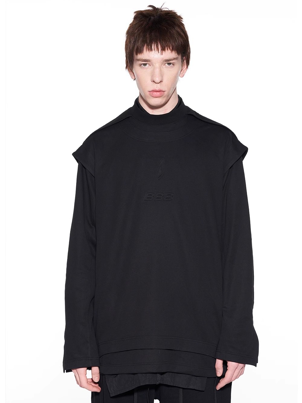 BLINDNOPLAN 24SS Embossed Mock Two-piece Long Sleeve T-shirt