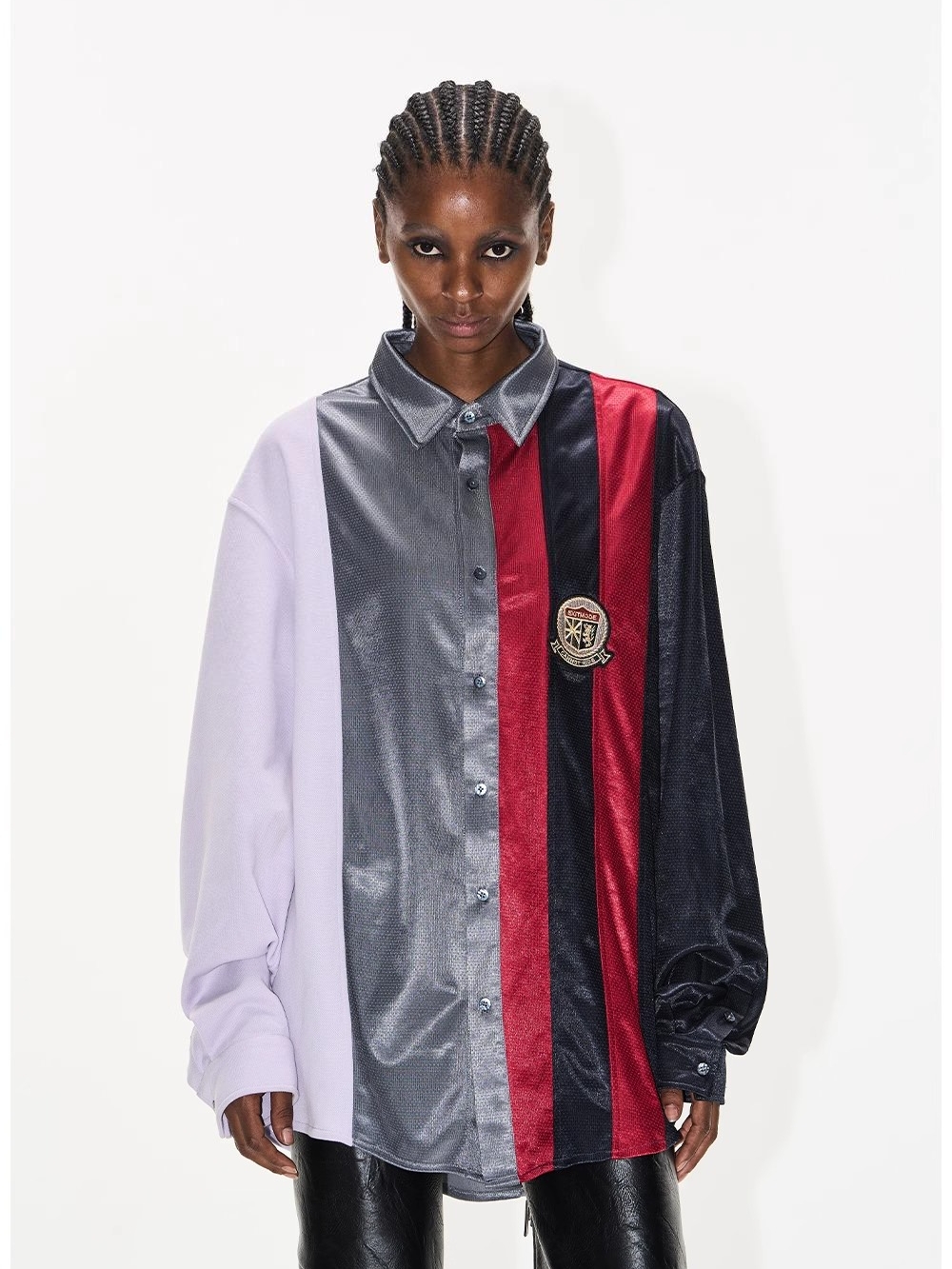 EXITMODE BY BLINDNOPLAN Color-Block Sports Badge Embroidered Shirt