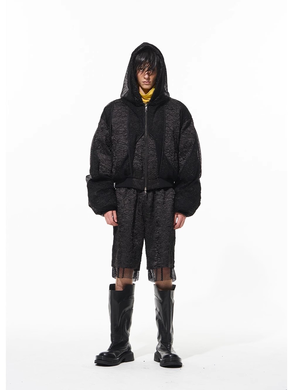 BLINDNOPLAN Double-layered hooded pilot jacket 