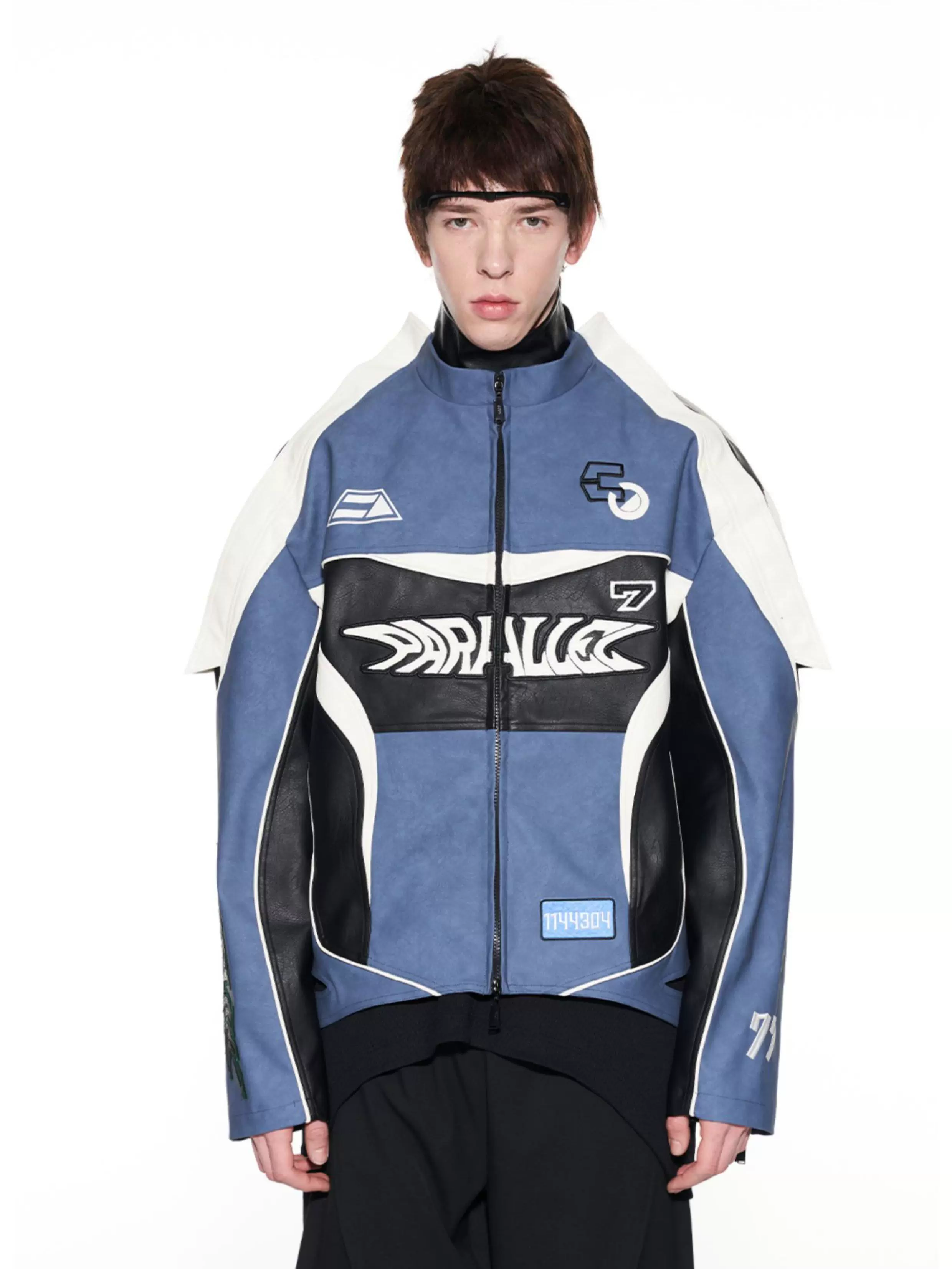 Splice Embroidered Leather Jacket