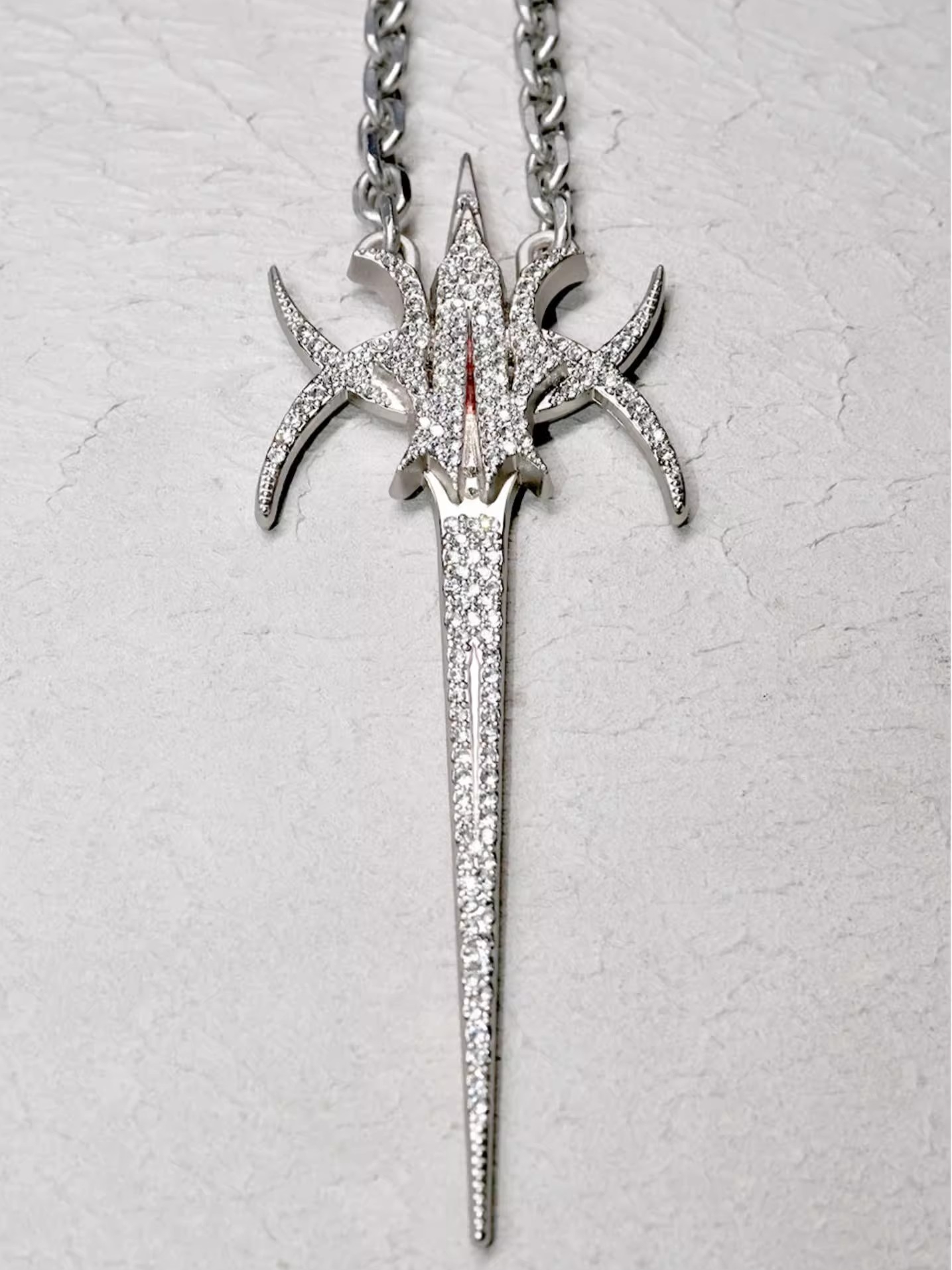 BLINDNOPLAN 24AW Sharp-Edged Logo Electroplated Zinc Alloy Rhinestone Necklace