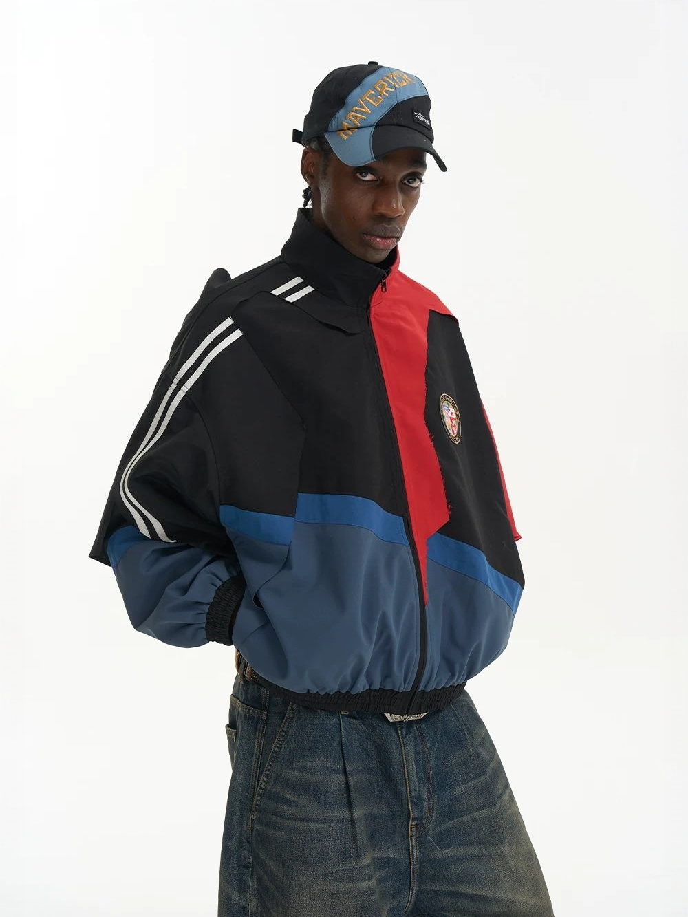 Raw-Edge Cut and Paneled Sport Jacket